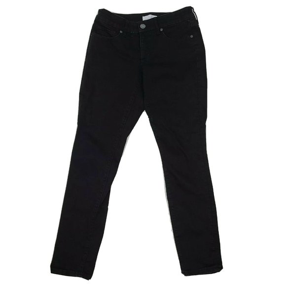ANN TAYLOR LOFT Solid All Black Slim Leg Curvy Skinny Jeans Womens Size 0/25 - Picture 1 of 5